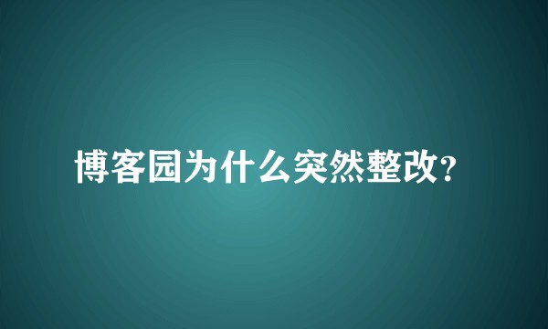 博客园为什么突然整改？