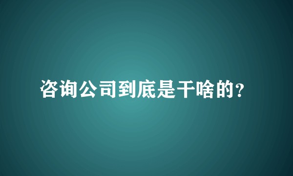 咨询公司到底是干啥的？