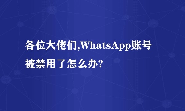 各位大佬们,WhatsApp账号被禁用了怎么办?