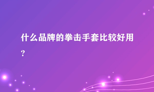 什么品牌的拳击手套比较好用？