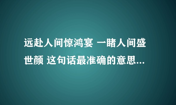 远赴人间惊鸿宴 一睹人间盛世颜 这句话最准确的意思是什么。求解？