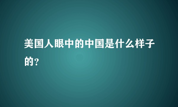 美国人眼中的中国是什么样子的？