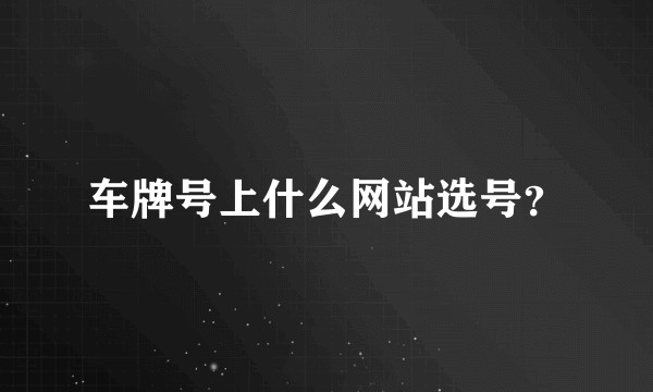 车牌号上什么网站选号？