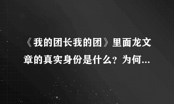 《我的团长我的团》里面龙文章的真实身份是什么？为何我觉得他背景应该不一般？