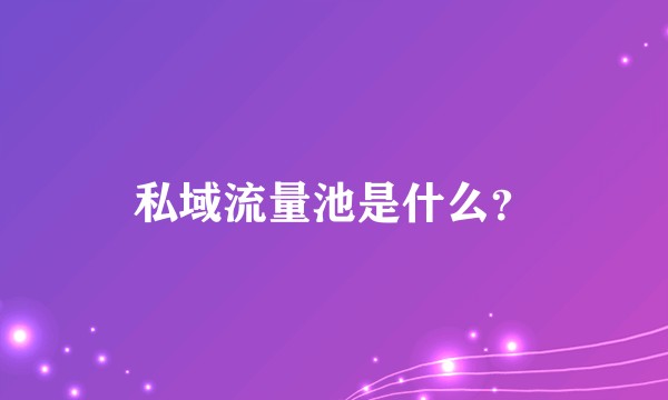 私域流量池是什么？