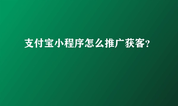 支付宝小程序怎么推广获客？