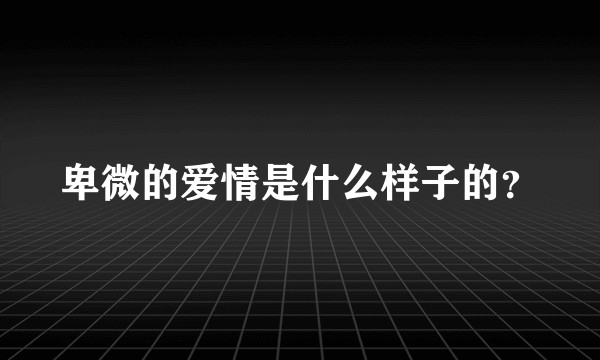 卑微的爱情是什么样子的？