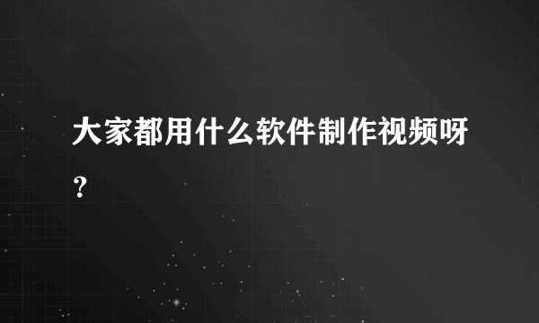 大家都用什么软件制作视频呀？