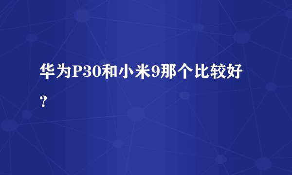 华为P30和小米9那个比较好？