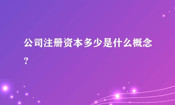 公司注册资本多少是什么概念？