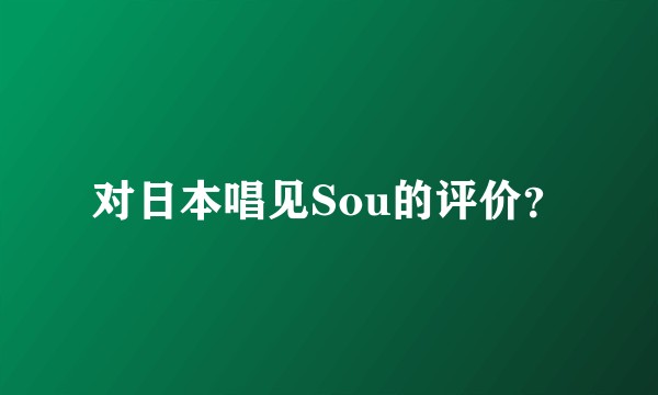 对日本唱见Sou的评价？