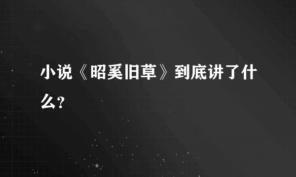小说《昭奚旧草》到底讲了什么?