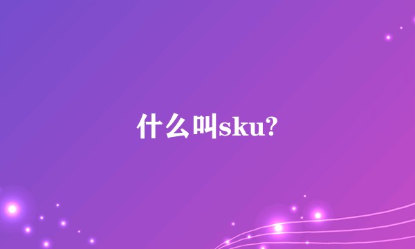 什么叫sku?