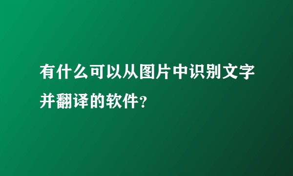 有什么可以从图片中识别文字并翻译的软件？