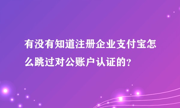 有没有知道注册企业支付宝怎么跳过对公账户认证的？