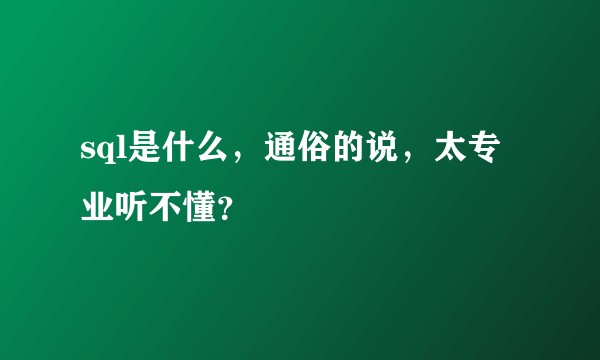 sql是什么，通俗的说，太专业听不懂？