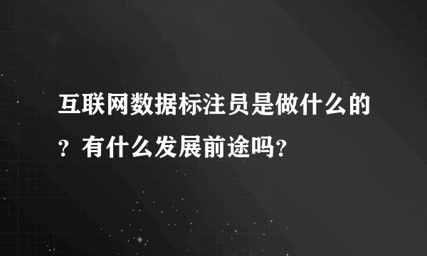 互联网数据标注员是做什么的？有什么发展前途吗？