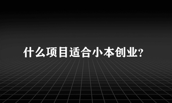 什么项目适合小本创业?