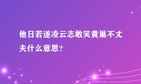 他日若遂凌云志敢笑黄巢不丈夫什么意思？