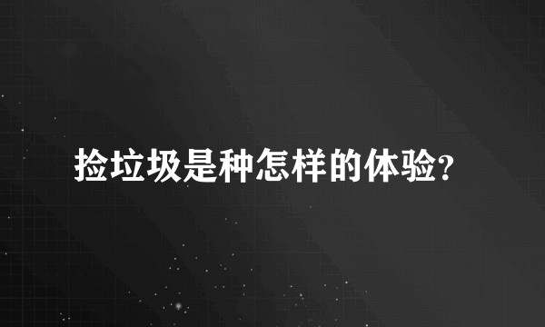 捡垃圾是种怎样的体验？