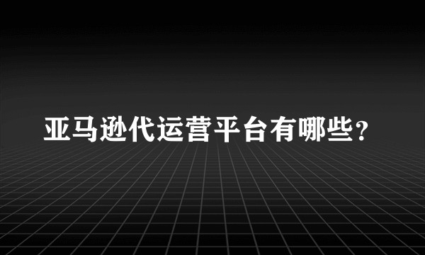 亚马逊代运营平台有哪些？