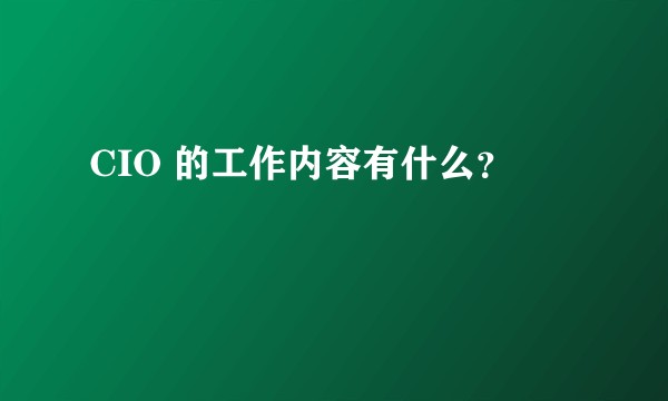 CIO 的工作内容有什么？