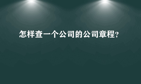怎样查一个公司的公司章程？