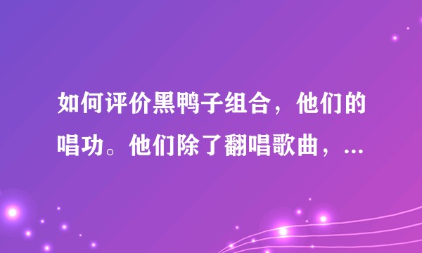如何评价黑鸭子组合，他们的唱功。他们除了翻唱歌曲，还有哪些自己的歌为大家所熟悉？