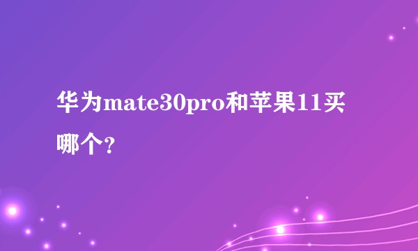 华为mate30pro和苹果11买哪个？