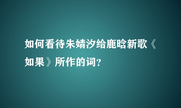 如何看待朱婧汐给鹿晗新歌《如果》所作的词？