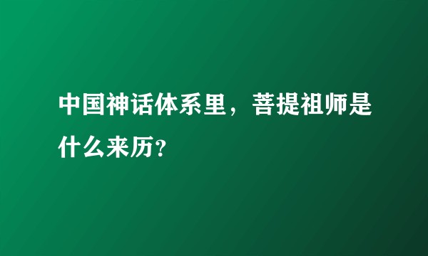 中国神话体系里，菩提祖师是什么来历？