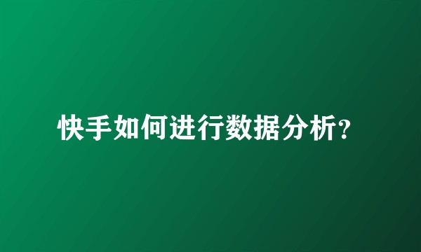 快手如何进行数据分析？