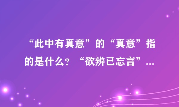 “此中有真意”的“真意”指的是什么？“欲辨已忘言”又是什么意思？
