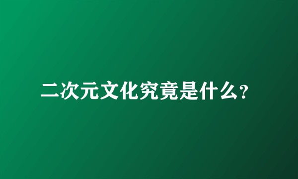 二次元文化究竟是什么？