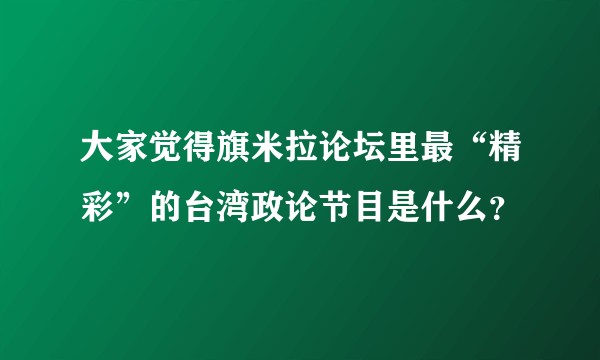 大家觉得旗米拉论坛里最“精彩”的台湾政论节目是什么？