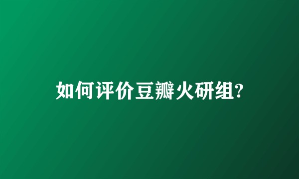 如何评价豆瓣火研组?