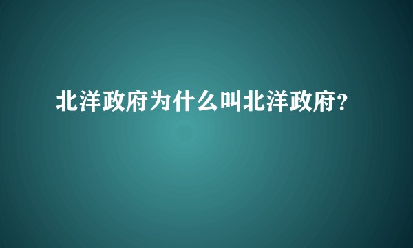 北洋政府为什么叫北洋政府？