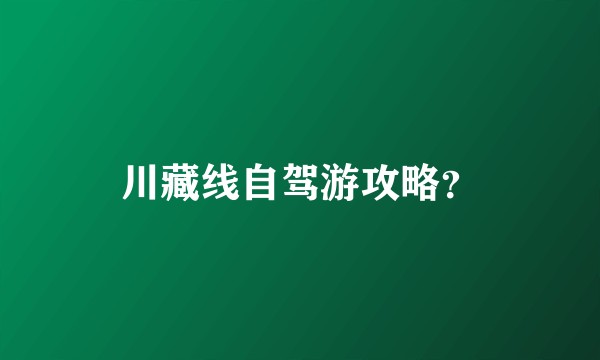川藏线自驾游攻略？