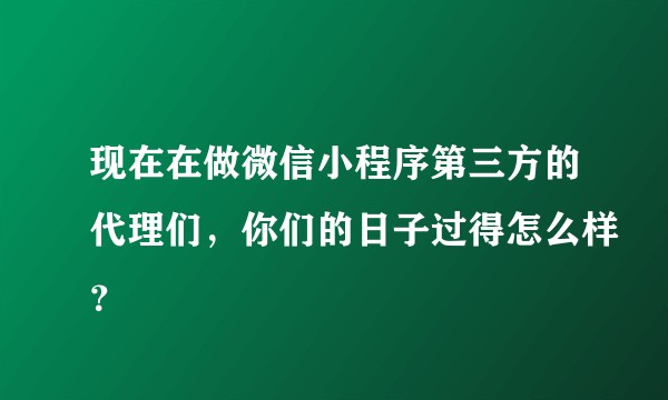 现在在做微信小程序第三方的代理们，你们的日子过得怎么样？