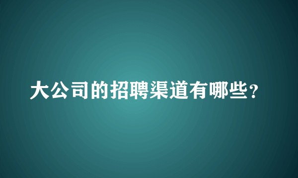 大公司的招聘渠道有哪些？