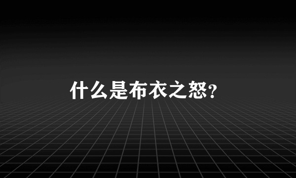 什么是布衣之怒?