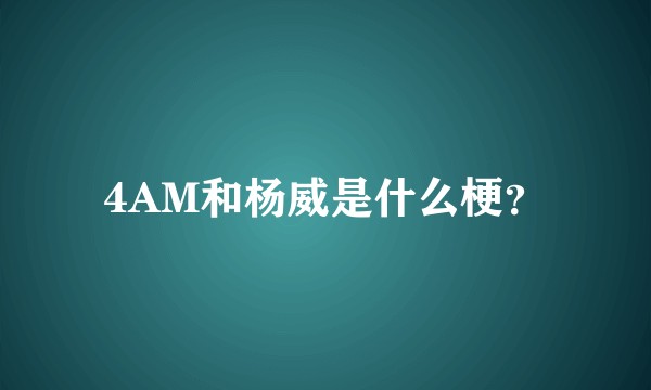 4AM和杨威是什么梗？