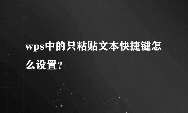 wps中的只粘贴文本快捷键怎么设置?