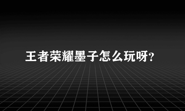 王者荣耀墨子怎么玩呀？