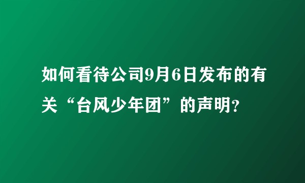 如何看待公司9月6日发布的有关“台风少年团”的声明？