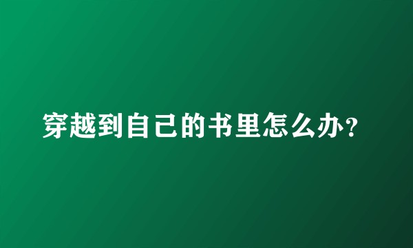 穿越到自己的书里怎么办?
