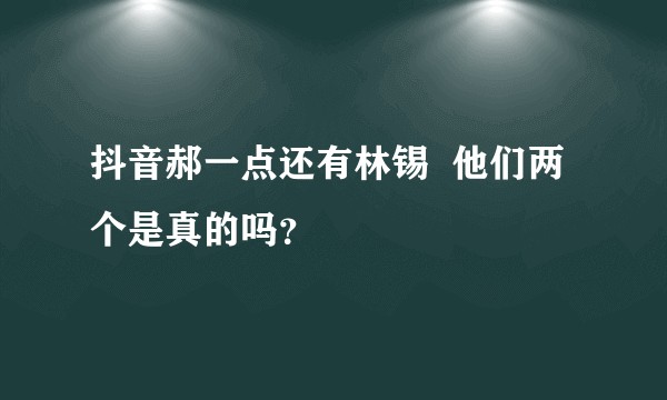 抖音郝一点还有林锡  他们两个是真的吗？