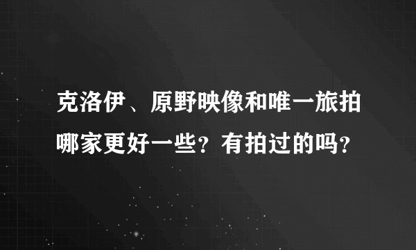 克洛伊、原野映像和唯一旅拍哪家更好一些？有拍过的吗？