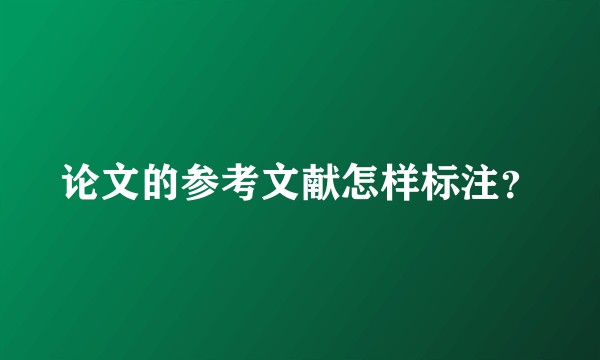 论文的参考文献怎样标注？
