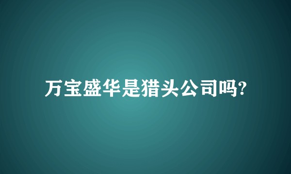 万宝盛华是猎头公司吗?